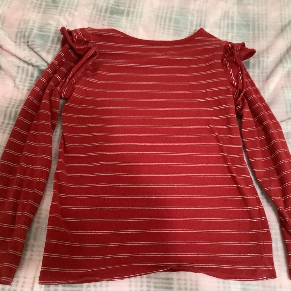 Red Long Sleeve Shirt Girls Striped